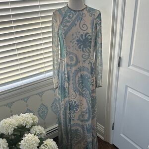 Zimmermann Blue and Cream Maxi Dress size 3